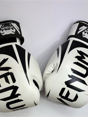 Venum White & Black Boxing Gloves